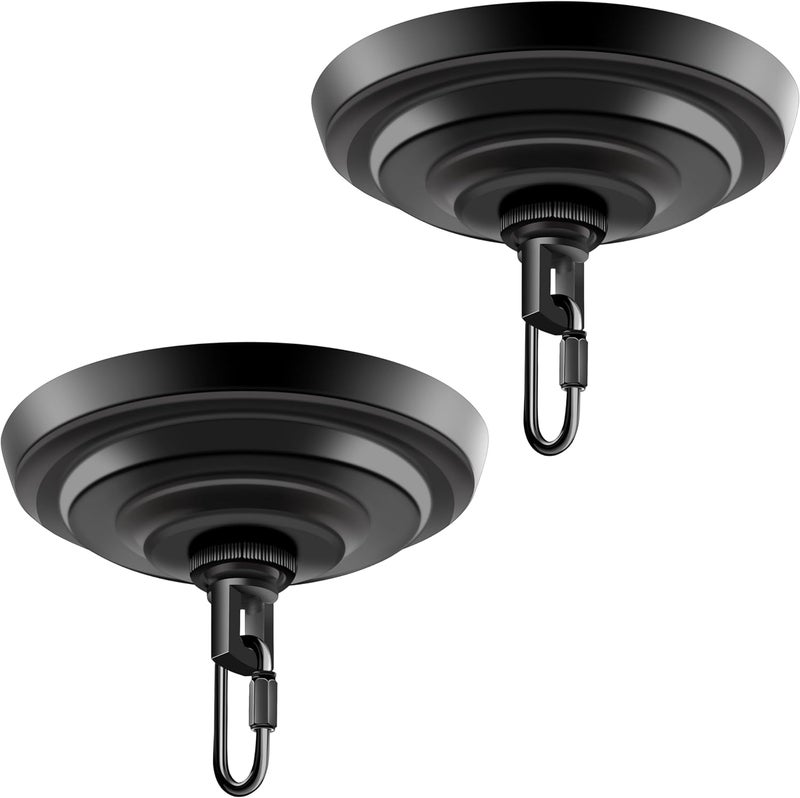 MAYOMAJO 2 Pack of 5-5/16 Inches Light Canopy Kit, Heavy Duty Replacement Cover Plate with Mounting Hardware for Chandelier, Pendant Lighting & Swag Light (Black, 5-5/16 Inch Canopy) - Image 1